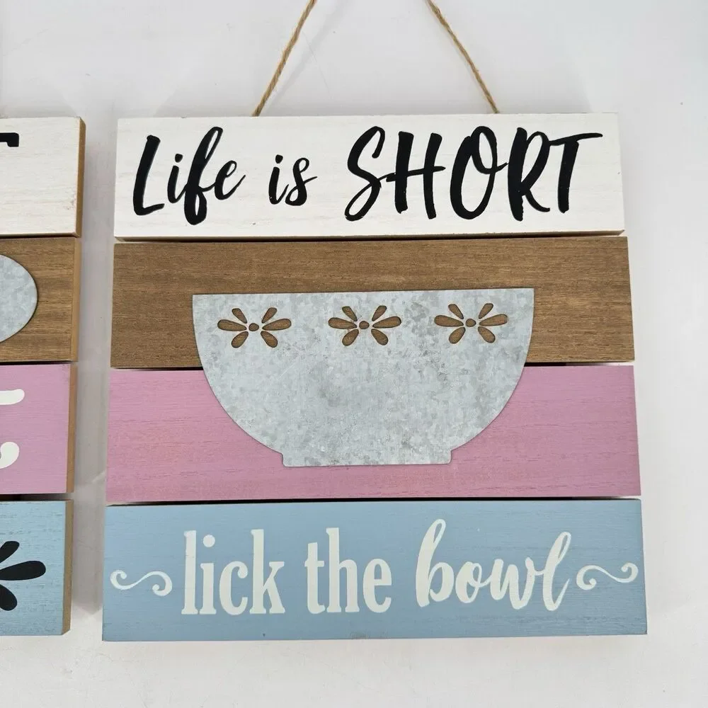 Set of 2 Farmhouse Kitchen Wall Signs Wood 10x10 Whip It Good